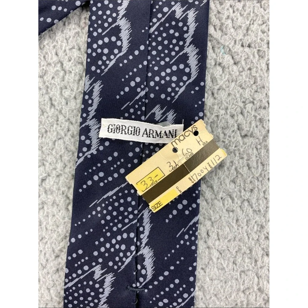 Giorgio Armani Silk Tie Navy Blue Abstract Dot Pattern Designer Necktie